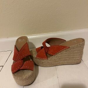 Marc Fisher Orange Wedge Sandals
